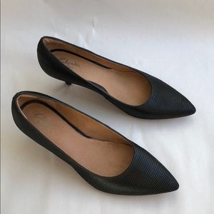 Black Clark Indigo low heels